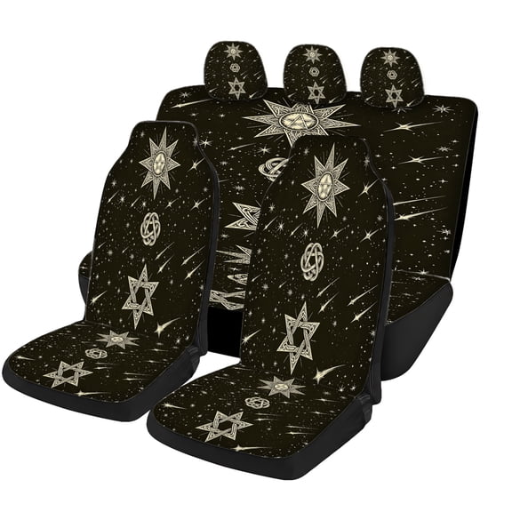 Odenmar Celestial Star Knot Car Seat Covers Full Set, Mesh Fabric Universal Automotive Seat Protector with Front Seat Covers, Rear Bench Cover and Headrest Covers for Cars SUVs Trucks Vans