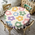thumbnail image 1 of Odenmar Daisy Floral Round Tablecloth 60 Inch, Farmhouse Waterproof Table Cover, Rustic Flower Design for Dining Table, Kitchen, Party Indoor Outdoor, 1 of 6