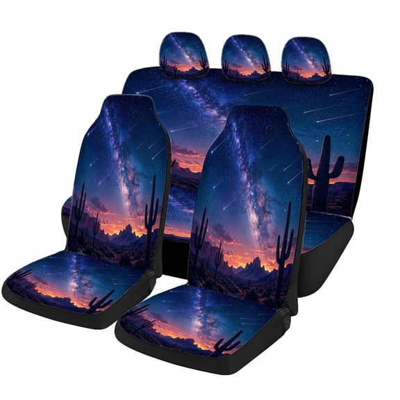Odenmar Desert Night Sky Car Seat Covers Full Set, Mesh Fabric Universal Seat Protectors for Front Rear Seats Cars Suvs Trucks Vans