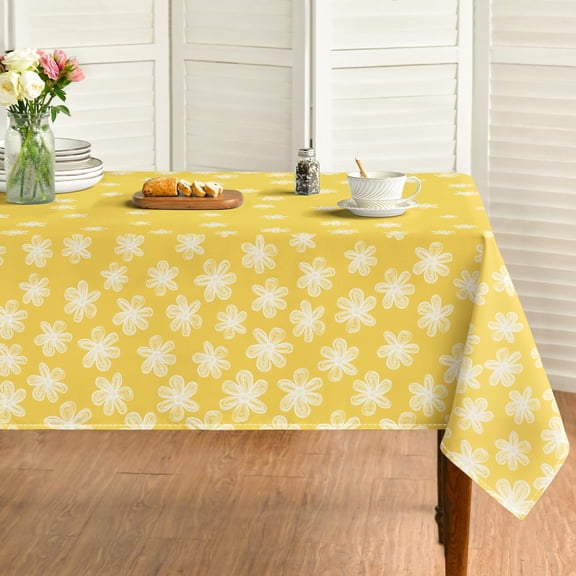 Odenmar Floral Tablecloth 60 x 120 Inch Rectangle, Spring Flower Table Cover, Waterproof Washable Polyester Tablecloth for Dining Kitchen Party Decor, Multiple Colors