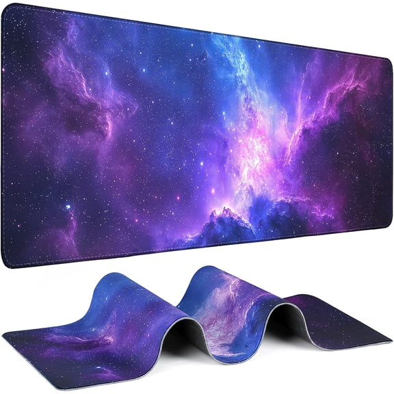 Odenmar Galaxy Mouse Pad 24 x 12 Inches, Extended Desk Mat with Smooth Cloth Surface, Non-Slip Rubber Base, 0.12 Inch Thick Waterproof Mouse Pad for Office, Home, and Gaming