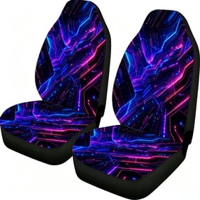 Odenmar Neon Tech Lines Print Car Seat Covers 2 Piece, Mesh Fabric Front Seat Protectors Universal Fit for Cars Suvs Trucks Vans