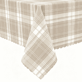Odenmar 60 x 84 inch Rectangle Tablecloth, Featuring Beige Plaid Check Pattern, Made from Polyester Fabric for Dining Kitchen Party Decor