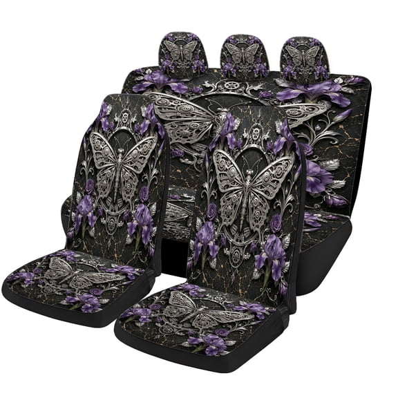 Odenmar Mechanical Butterfly Iris Car Seat Covers Full Set Made with Mesh Fabric Universal Fit Protectors for Trucks Vans Sedans Suvs