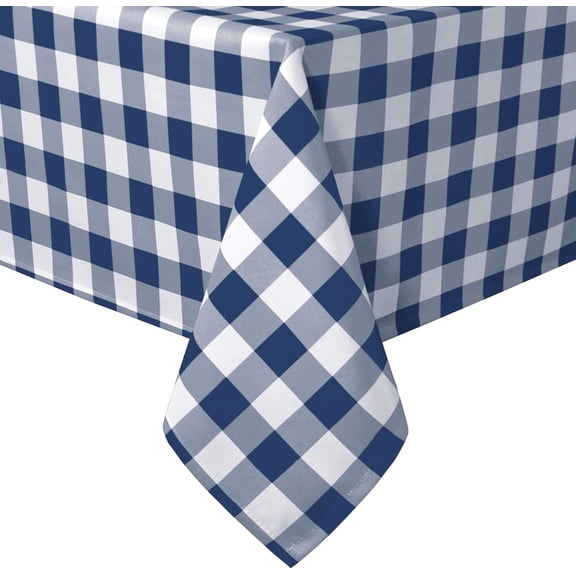 Odenmar Square Tablecloth 60x60 Inch, Aqua and White Gingham Plaid Waterproof Table Cover, Polyester Checkered Tablecloth for Indoor Outdoor Dining, Picnic, BBQ, Party