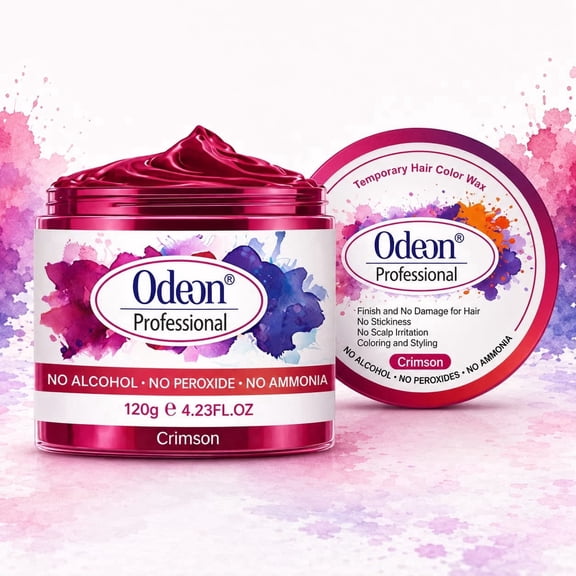 Odeon Professional Temporary Hair Color Wax – CRIMSON Red Styling Wax for Men & Women, Washable Hair Dye, No Ammonia No Peroxide, Instant Color & Flexible Hold, 4.23 oz (120 g)