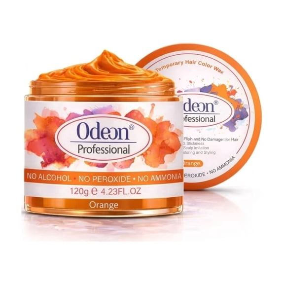 Odeon Professional Temporary Hair Color Wax – Orange Styling Wax for Men & Women, Washable Hair Dye, No Ammonia No Peroxide, Instant Bold Color & Flexible Hold, 4.23 oz (120 g)