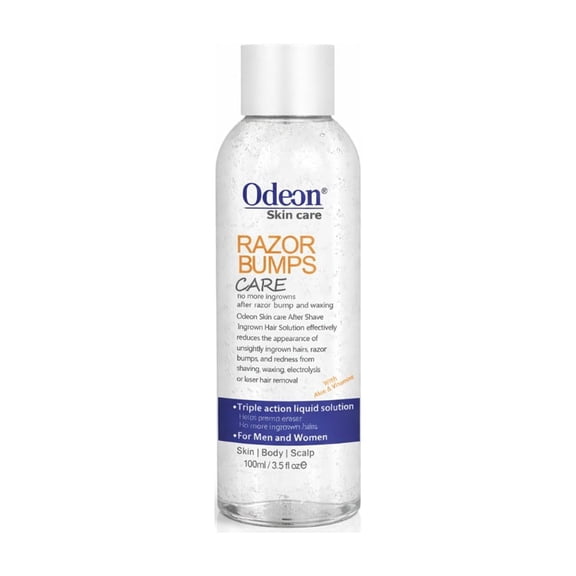 Odeon Professional Razor Bumps Treatment Liquid  Ingrown Hair, Razor Burn & Irritation Relief Solution, Fast-Absorbing Post-Shave Care for Face, Body & Scalp, 3.5 oz (100 ml)
