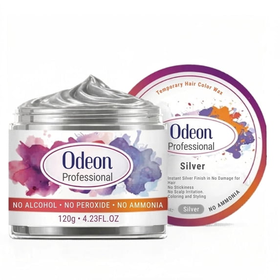 Odeon Professional Silver Hair Color Wax Temporary Hair Dye 4.23 oz, Washable Styling Wax for Silver & White Hair Looks, No Ammonia No Peroxide, For Men & Women
