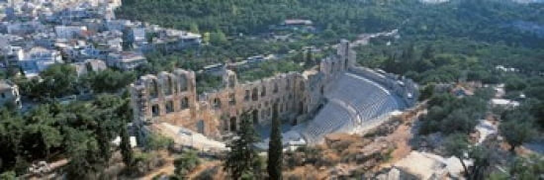 Odeon tu Herodu Attku the Acropolis Athens Greece Canvas Art - Panoramic Images (18 x 6)