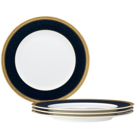 Odessa Cobalt Gold 10.5 in. (Gold) Bone China Dinner Plates, (Set of 4)