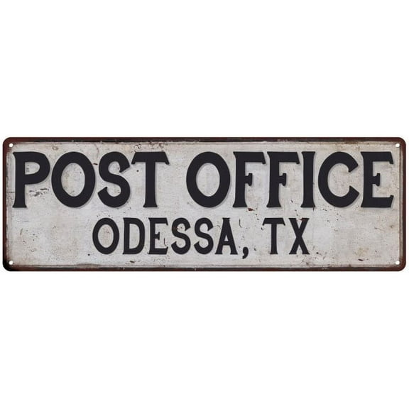 Odessa, Tx Post Office Metal Sign Vintage 8x24 108240011220