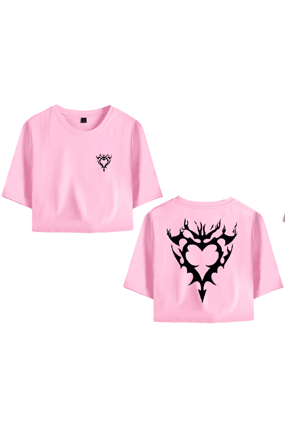 Odetari Merch Fenrir Crop Top Midriff-Baring T-shirt Women Girl Rapper Short Sleeve