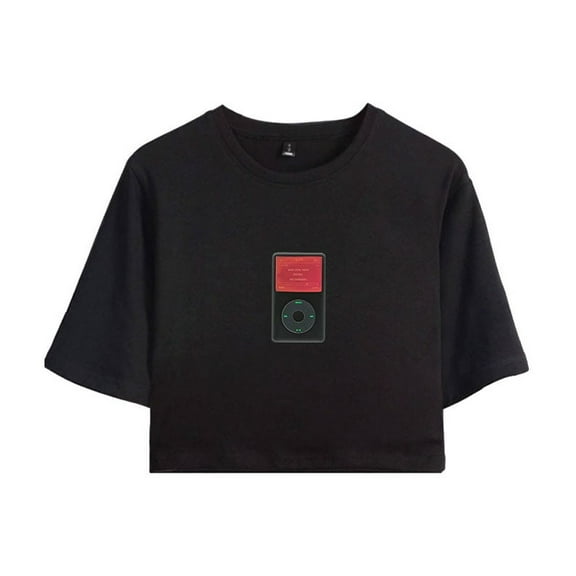 Odetari Merch IPOD Crop Top Midriff-Baring T-shirt Women Girl Rapper Short Sleeve