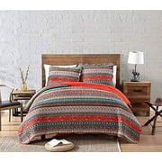 Chezmoi Collection Odette Boho Chic Bohemian 100% Cotton Quilt Set, King, Orange, 3-Pieces