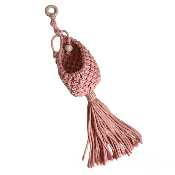 Odies Macrame Plant Hanger Indoor Hanging Planter Basket with Wood Beads Decorative Flower Pot Holder With Tassels for Indoor Outdoor Boho Home Decor 15.7 Inch, Pink