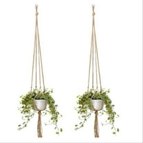 Odies Macrame Plant Hanger Indoor Jute Hanging Planter Basket Flower Pot Holder No Tassels for Boho Home Decor 41Inch, Brown, Set of 2 (POTS NOT Included)