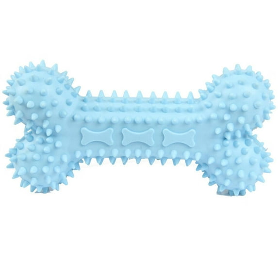 Odies Squeaky Dog Chew Toy, Tough Durable Natural Rubber Bone with Toothbrush, Indestructible for Aggressive Chewers Large Medium Breed Teeth Cleaning,Blue