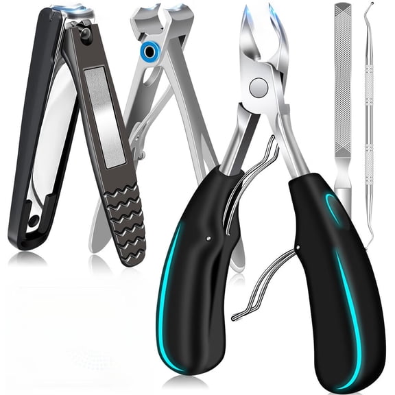 Odies Toenail Clippers for Ingrown or Thick Toenails, Professional Podiatrist Toe Nail Clippers for Seniors Men Adult, Heavy Duty Nail Clippers for Large Big Thick Nails, 5 in 1 Nail Clipper Set