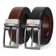 thumbnail image 1 of Odifni Mens reversible leather belt,genuine leather belt, black/brown belt, 2 in 1, 1 of 8