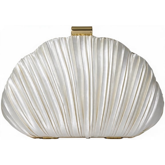 Odifni Women Satin Pleated Clutch Bag, Shell Evening Purse with Gold Clasp,clutch for party or wedding