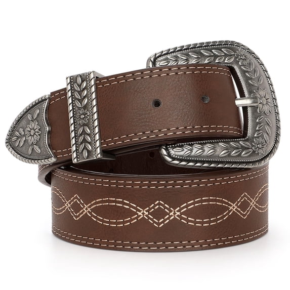 Odifni Women Western Belt for Cowgirl, PU Leather Wide Belt with Buckle for Jeans Dresses