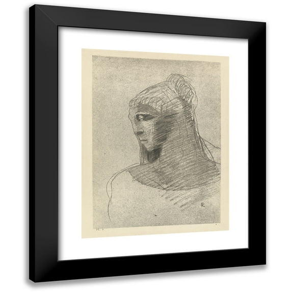 Odilon Redon 12x14 Black Modern Framed Museum Art Print Titled - I Adore You to the Equal of the Night Vault. O Vase of Sadness, O Great Taciturn (I Love You as I Love the Vault of the Night Sky, O V