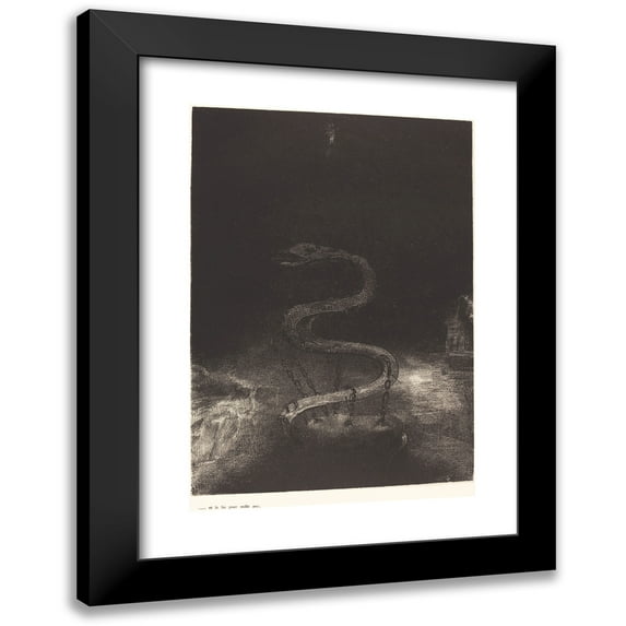 Odilon Redon 14x18 Black Modern Framed Museum Art Print Titled - And the Lia for a Thousand Years (And Bound Him a Thousand Years) (1899)