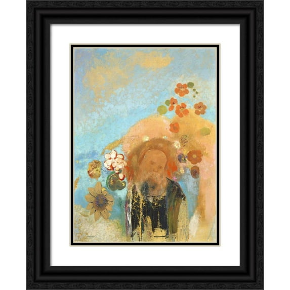 Odilon Redon 14x18 Black Ornate Wood Framed Double Matted Museum Art Print Titled - Evocation of Roussel (C. 1912)