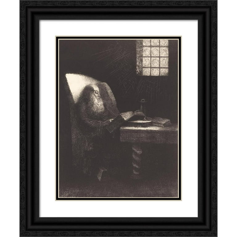 Odilon Redon 15x18 Black Ornate Wood Framed Double Matted Museum Art Print  Titled - Le Liseur (The Reader) (1892)