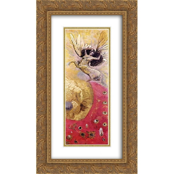 Odilon Redon 2x Matted 14x24 Gold Ornate Framed Art Print 'Pegasus'