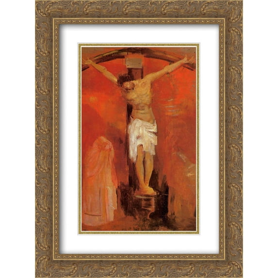 Odilon Redon 2x Matted 18x24 Gold Ornate Framed Art Print 'The Crucifixion'
