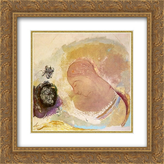 Odilon Redon 2x Matted 20x20 Gold Ornate Framed Art Print 'Ophelia'