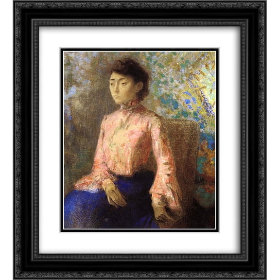 Odilon Redon 2x Matted 20x22 Black Ornate Framed Art Print 'Portrait of Jeanne Chaine'