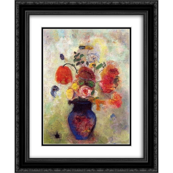 Odilon Redon 2x Matted 20x24 Black Ornate Framed Art Print 'Bouquet of Flowers'