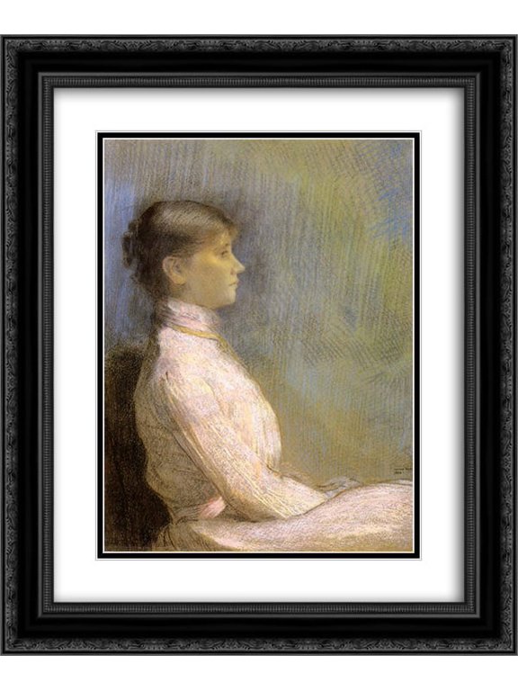 Odilon Redon 2x Matted 20x24 Black Ornate Framed Art Print 'Portrait of Paule Gobillard'