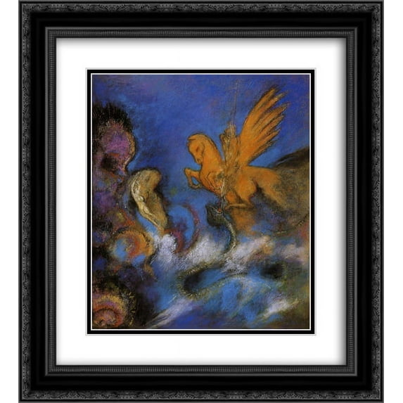 Odilon Redon 2x Matted 20x24 Black Ornate Framed Art Print 'Roger and Angelica'