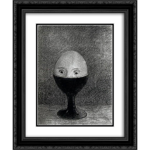 Odilon Redon 2x Matted 20x24 Black Ornate Framed Art Print 'The Egg'