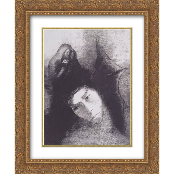 Odilon Redon 2x Matted 20x24 Gold Ornate Framed Art Print 'Anthony What Is the Point of All This The Devil There Is No Point! (plate 18)'