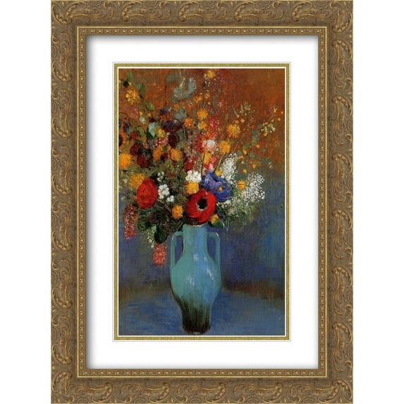 Odilon Redon 2x Matted 20x24 Gold Ornate Framed Art Print 'Bouquet of Wild Flowers '