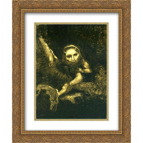 Odilon Redon 2x Matted 20x24 Gold Ornate Framed Art Print 'Caliban on a branch'