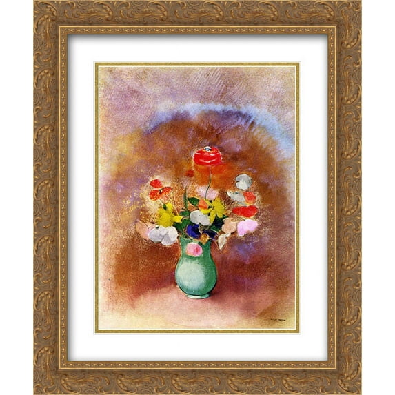 Odilon Redon 2x Matted 20x24 Gold Ornate Framed Art Print 'Poppies in a Vase'
