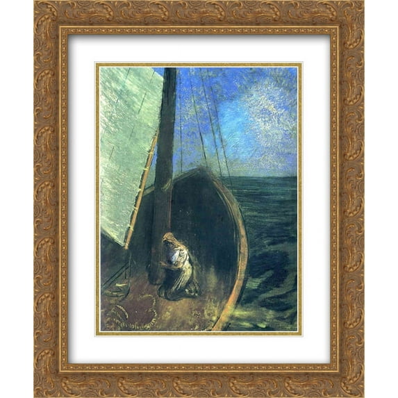 Odilon Redon 2x Matted 20x24 Gold Ornate Framed Art Print 'The Boat'