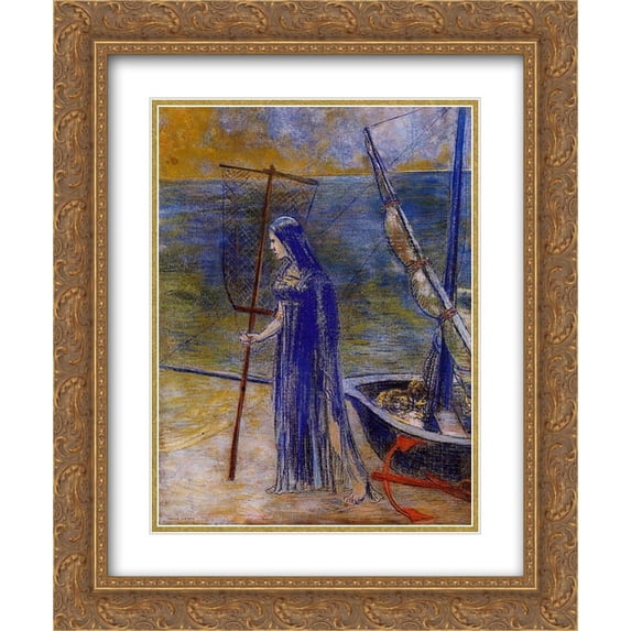 Odilon Redon 2x Matted 20x24 Gold Ornate Framed Art Print 'The Fisherwoman'
