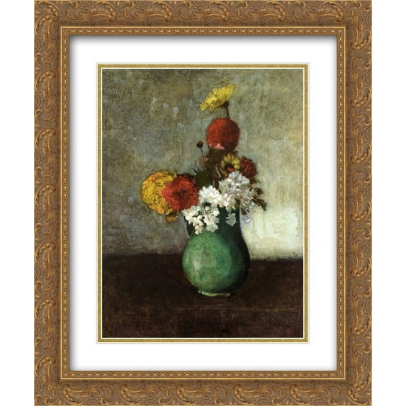 Odilon Redon 2x Matted 20x24 Gold Ornate Framed Art Print 'Vase of Flowers'