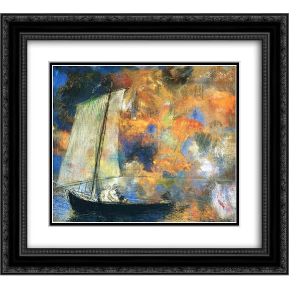 Odilon Redon 2x Matted 22x20 Black Ornate Framed Art Print 'Flower Clouds'