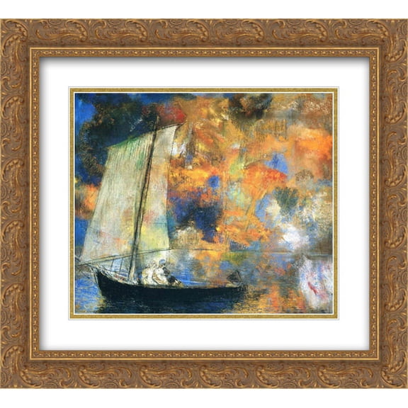 Odilon Redon 2x Matted 22x20 Gold Ornate Framed Art Print 'Flower Clouds'