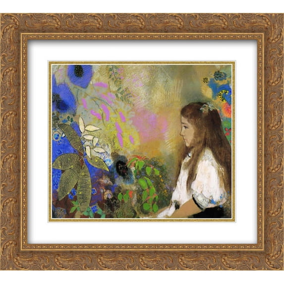 Odilon Redon 2x Matted 24x20 Gold Ornate Framed Art Print 'Portrait of Yseult Fayet'