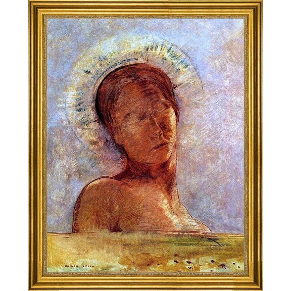 Odilon Redon Closed Eyes - 18" x 24" Framed Premium Canvas Print