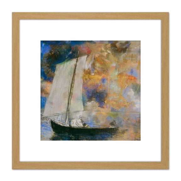 Odilon Redon Flower Clouds 8X8 Inch Square Wooden Framed Wall Art Print Picture with Mount